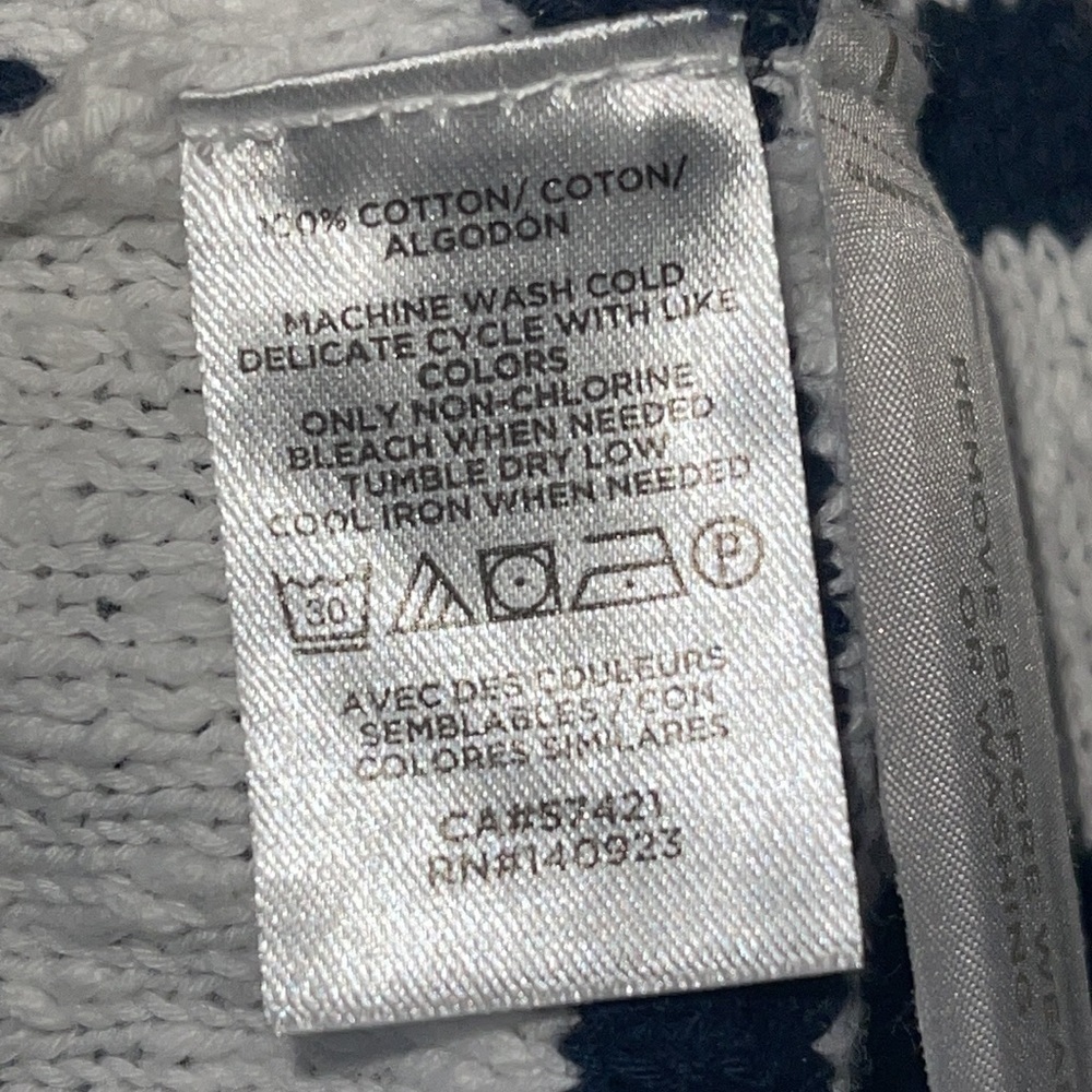 LOFT White & Blue 100% Cotton Cardigan Pockets Buttons Sz.S - Picture 9 of 11